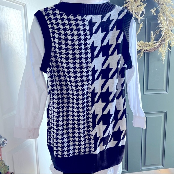 Fashion to Figure Black and White Houndstooth Sweater Vest with blouse - Picture 4 of 5
